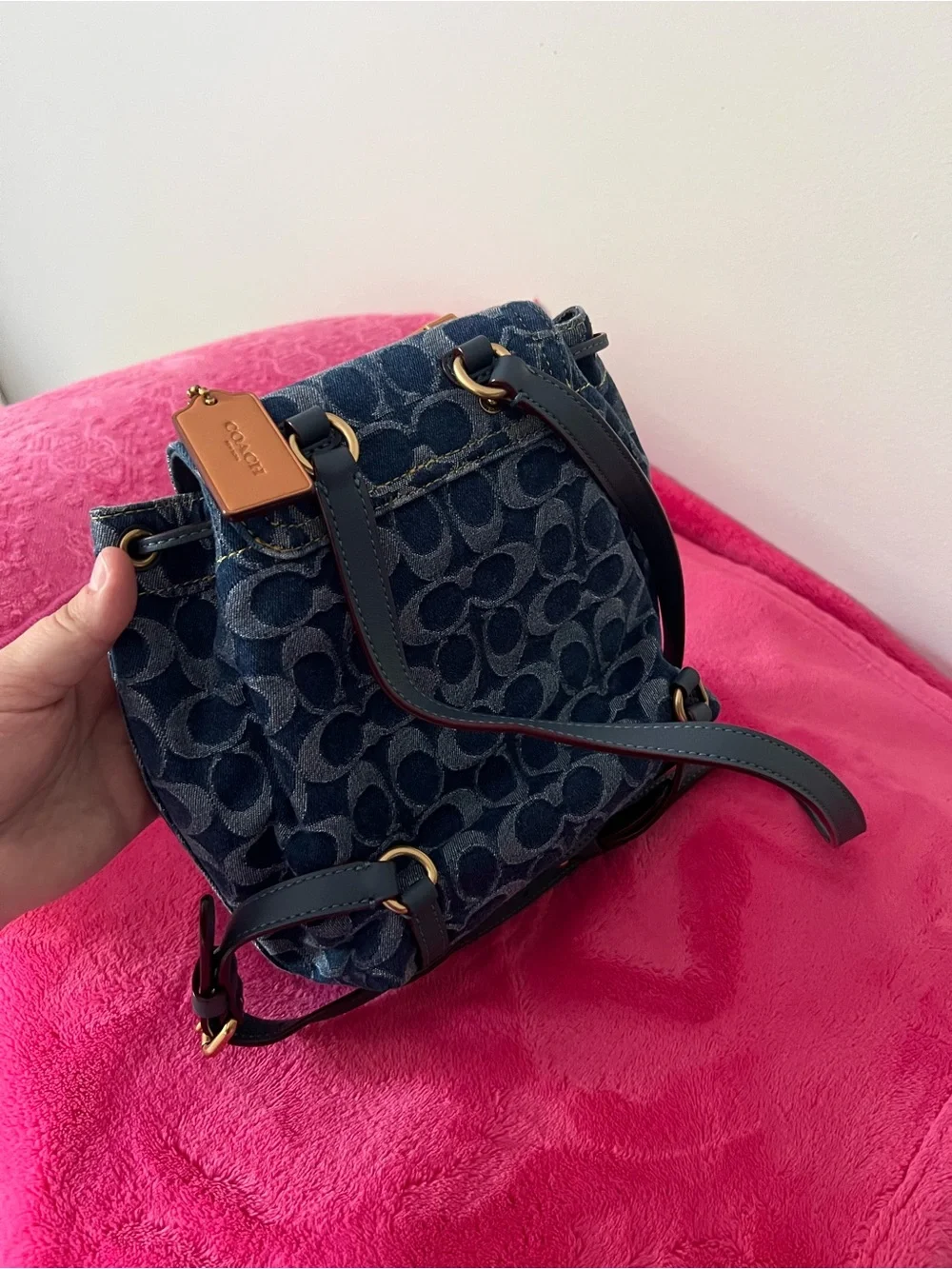 COACH denim riya 21 backpack